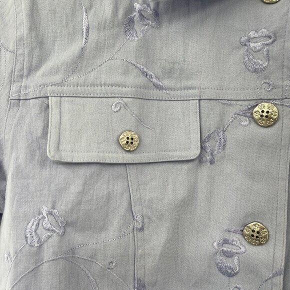 Christine Phillipe Women's embroidered jacket Size 10 Blue Floral - Picture 4 of 10